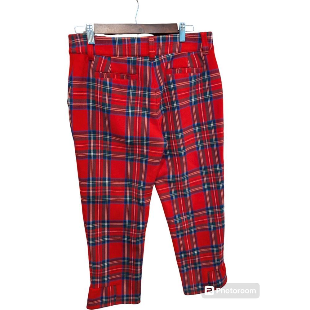 Vineyard Vines Jolly Plaid Ruffle Cocktail Pants Calypso Red Size‎ 4
